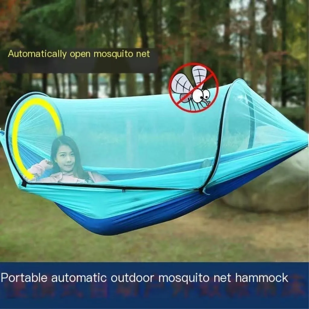 Hammock Double Colorful Anti - Mosquito Outdoor Hammocks, Enjoy Worry - Free Leisure Time Hammock Outdoor(Blue)