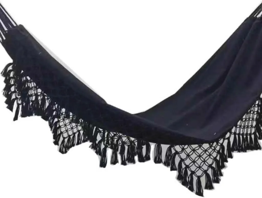 Hammock Double Double Enlarged Canvas Swing Indoor and Outdoor Camping Hanging Chair Photography Retro Tassel Hammock Hammock Outdoor(White)