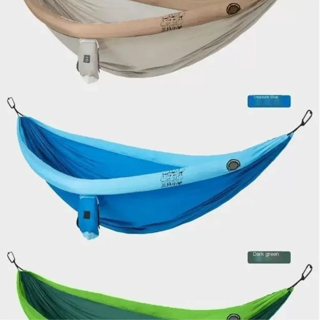 Hammock Double Double Inflatable Hammock Outdoor Swing Anti-Rollover Outdoor Camping Outdoor Mosquito-Proof and Durable Hammock Outdoor(Green,B)