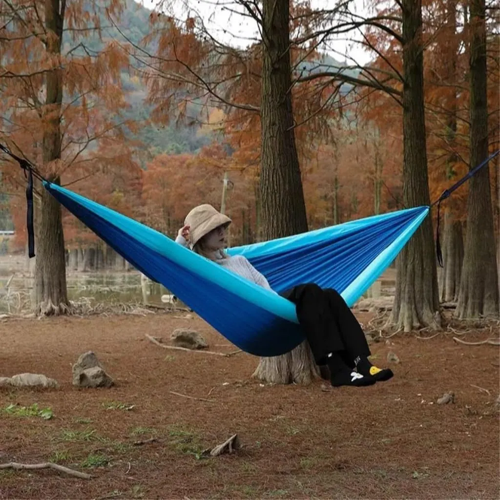 Hammock Double Double Inflatable Hammock Outdoor Swing Anti-Rollover Outdoor Camping Outdoor Mosquito-Proof and Durable Hammock Outdoor(Green,B)