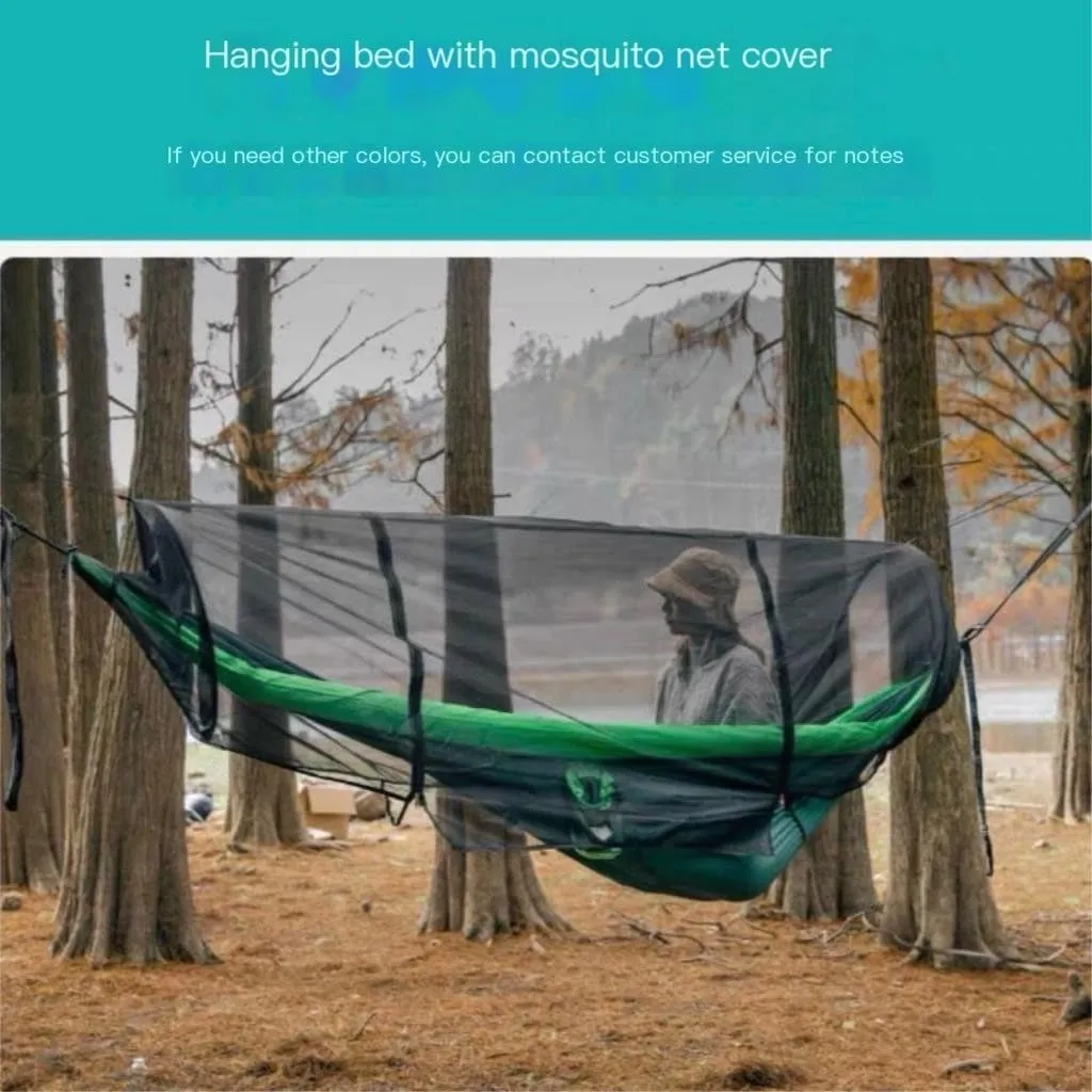 Hammock Double Double Inflatable Hammock Outdoor Swing Anti-Rollover Outdoor Camping Outdoor Mosquito-Proof and Durable Hammock Outdoor(Green,B)
