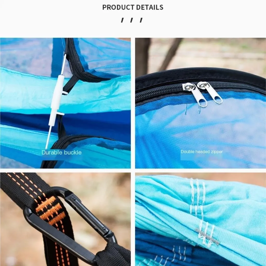 Hammock Double Hammock Automatic Quick Opening Anti-Mosquito and Anti-Rollover Double Portable Swing with Mosquito Net Hammock Outdoor(Blue)