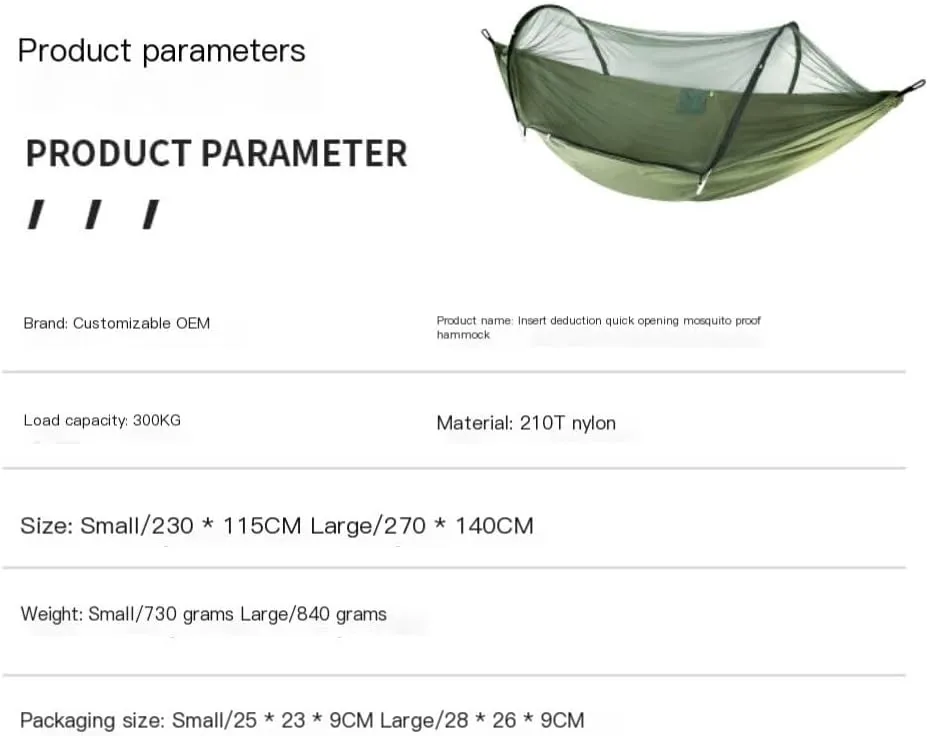 Hammock Double Hammock Automatic Quick Opening Anti-Mosquito and Anti-Rollover Double Portable Swing with Mosquito Net Hammock Outdoor(Blue)