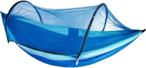 Hammock Double Hammock Automatic Quick Opening Anti-Mosquito and Anti-Rollover Double Portable Swing with Mosquito Net Hammock Outdoor(Blue)