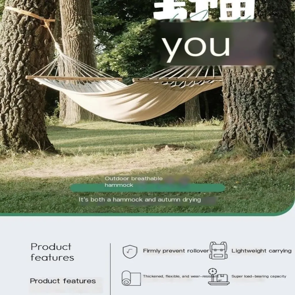 Hammock Double Hammock Outdoor Single Double Anti-Rollover Portable Camping Outdoor Detachable and Washable Hanging Chair Hammock Outdoor(A)