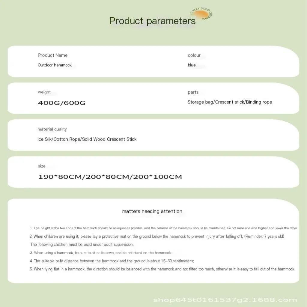 Hammock Double Ice Silk Hammock Outdoor Thickened Fine Mesh Single and Double Anti-Rollover Hanging Chair Camping Courtyard Hammock Outdoor(Green,B)