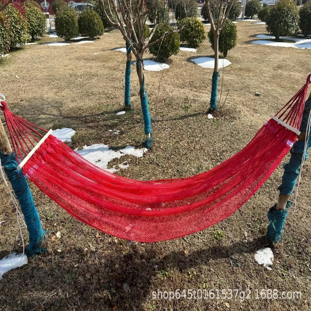 Hammock Double Ice Silk Hammock Outdoor Thickened Fine Mesh Single and Double Anti-Rollover Hanging Chair Camping Courtyard Hammock Outdoor(Green,B)