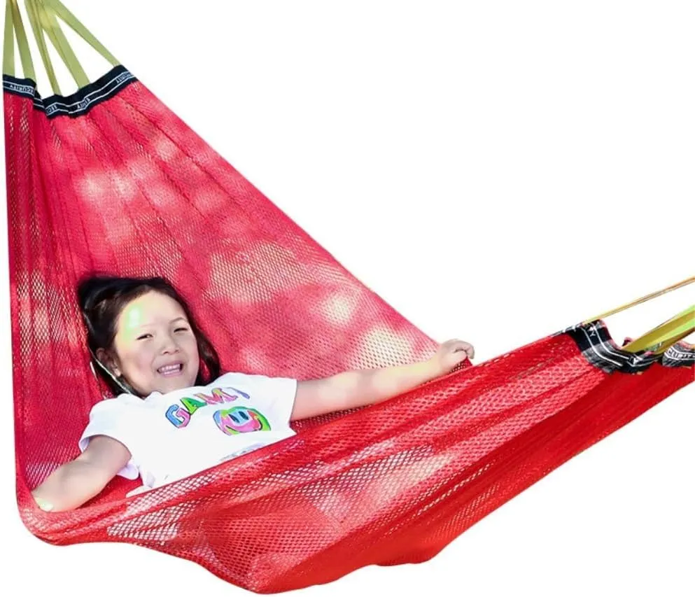 Hammock Double Ice Silk Hammock Outdoor Thickened Fine Mesh Single and Double Anti-Rollover Hanging Chair Camping Courtyard Hammock Outdoor(Green,B)