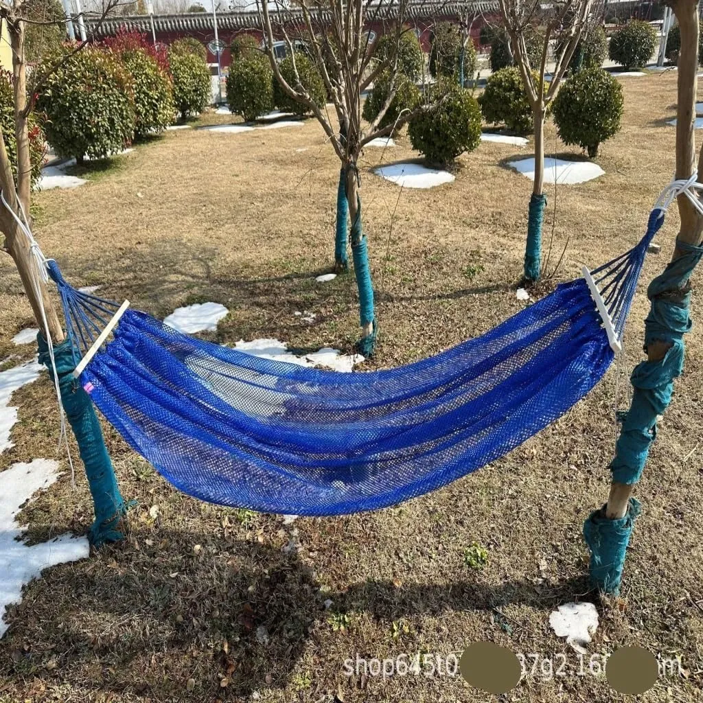 Hammock Double Ice Silk Hammock Outdoor Thickened Fine Mesh Single and Double Anti-Rollover Hanging Chair Camping Courtyard Hammock Outdoor(Green,B)