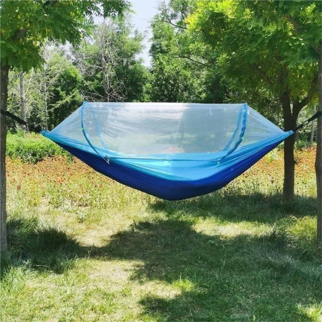 Hammock Double Mosquito Net Hammock Automatic Anti-Rollover Parachute Boni Silk Spinning Outdoor Strap Swing Chair Summer Hammock Outdoor(Green)