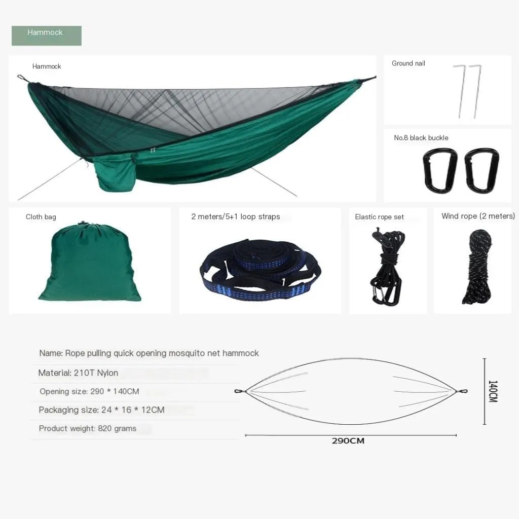 Hammock Double Mosquito Net Hammock Canopy Set Outdoor Camping Quick Opening Hammock Plus Rainproof Sunshade Canopy Hammock Outdoor(C)