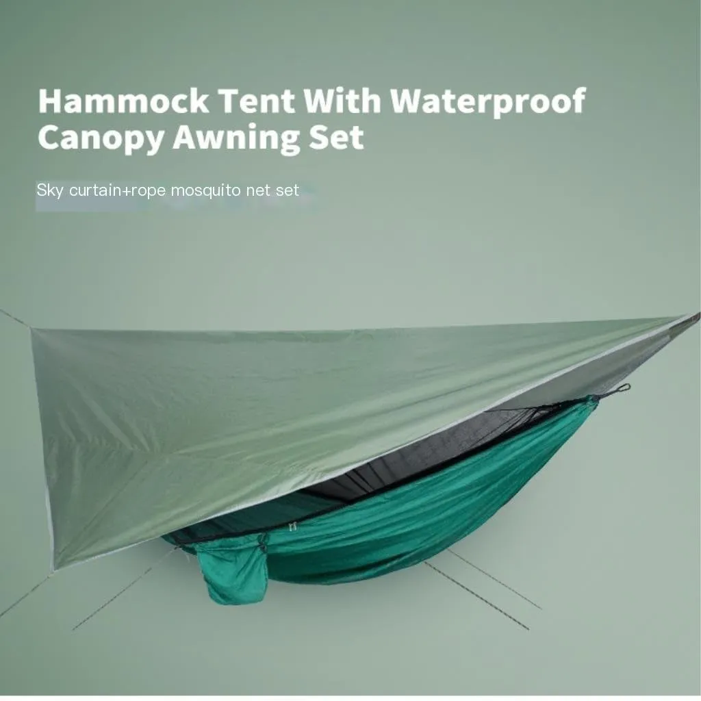 Hammock Double Mosquito Net Hammock Canopy Set Outdoor Camping Quick Opening Hammock Plus Rainproof Sunshade Canopy Hammock Outdoor(C)