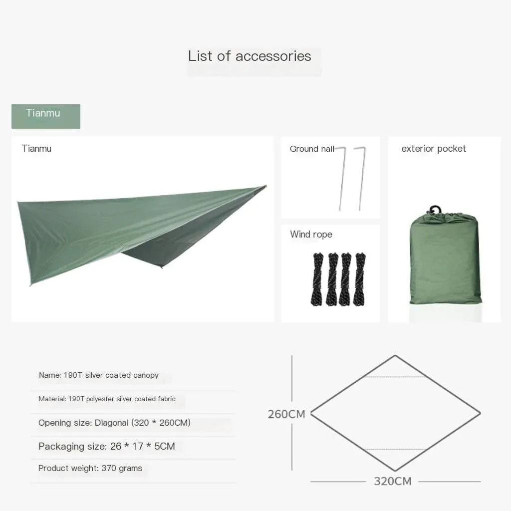 Hammock Double Mosquito Net Hammock Canopy Set Outdoor Camping Quick Opening Hammock Plus Rainproof Sunshade Canopy Hammock Outdoor(C)