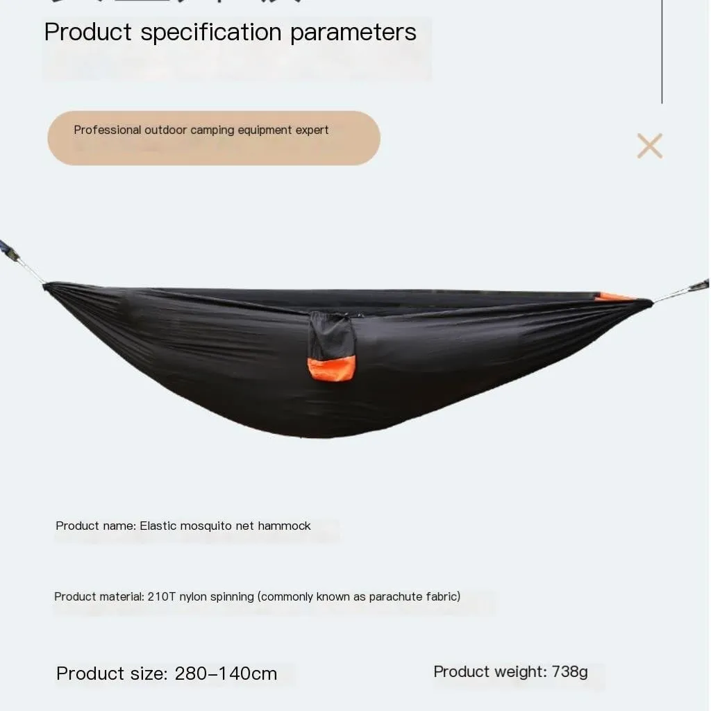 Hammock Double Mosquito Net Hammock Outdoor Nylon Double Hammock Encrypted Mesh Automatic Quick-Open Mosquito Net Hammock Hammock Outdoor(Orange)