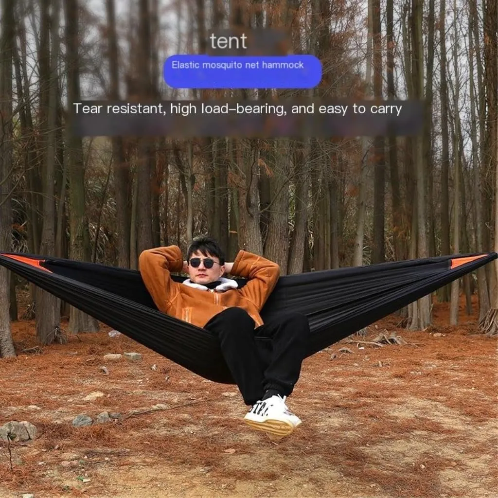 Hammock Double Mosquito Net Hammock Outdoor Nylon Double Hammock Encrypted Mesh Automatic Quick-Open Mosquito Net Hammock Hammock Outdoor(Orange)