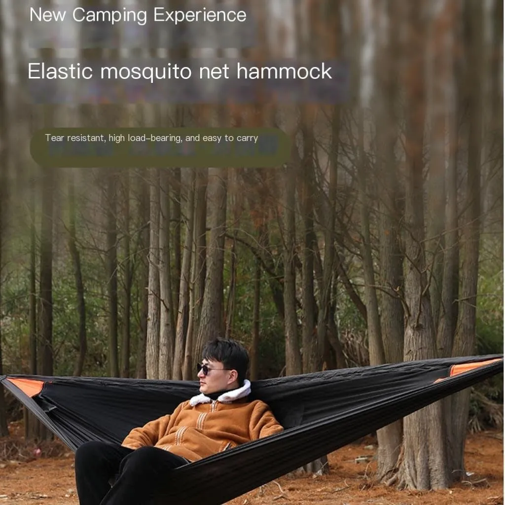 Hammock Double Mosquito Net Hammock Outdoor Nylon Double Hammock Encrypted Mesh Automatic Quick-Open Mosquito Net Hammock Hammock Outdoor(Orange)