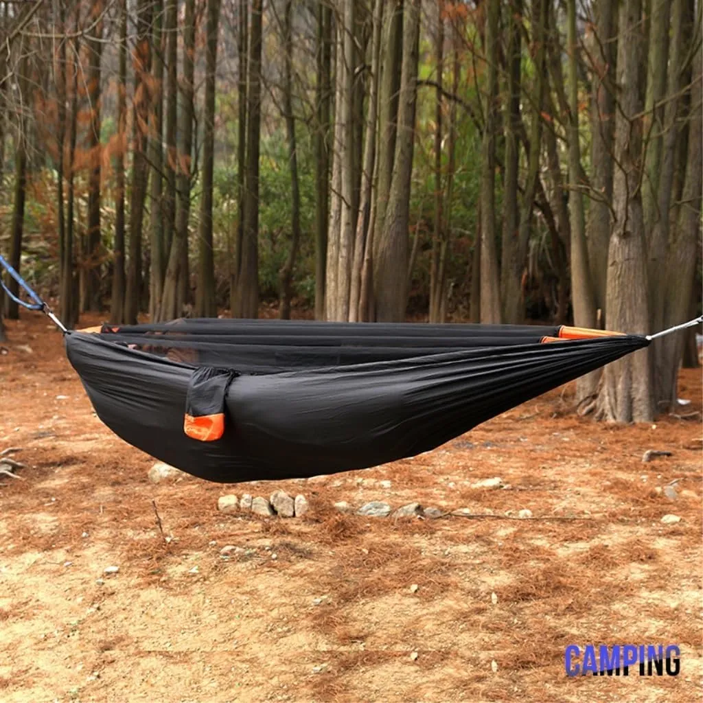 Hammock Double Mosquito Net Hammock Outdoor Nylon Double Hammock Encrypted Mesh Automatic Quick-Open Mosquito Net Hammock Hammock Outdoor(Orange)