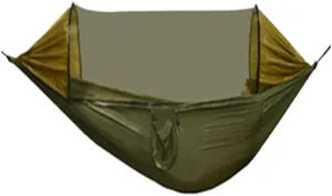 Hammock Double New Sunshade Quick-Open Pole Hammock Sheet Double Outdoor Camping Anti-Rollover Anti-Mosquito Hammock Hammock Outdoor(Green)