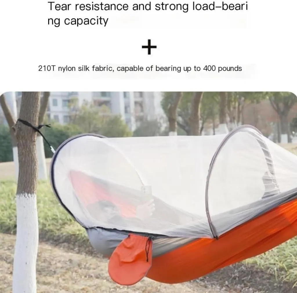 Hammock Double Outdoor Camping Anti-Rollover Nylon Hammock with Mosquito Net Automatic Quick-Opening Mosquito Net Hammock Hammock Outdoor(A)