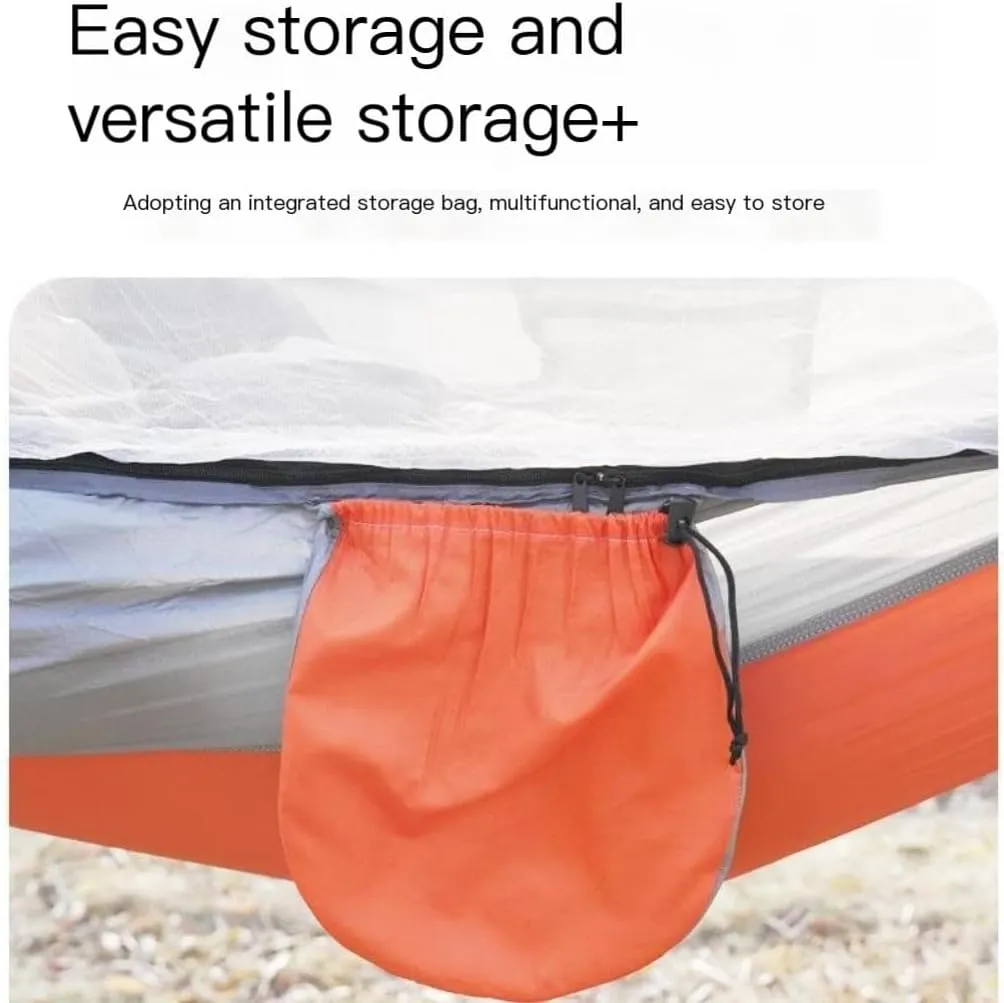 Hammock Double Outdoor Camping Anti-Rollover Nylon Hammock with Mosquito Net Automatic Quick-Opening Mosquito Net Hammock Hammock Outdoor(A)