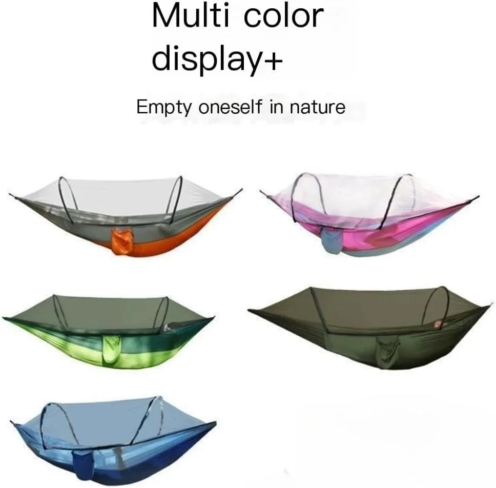 Hammock Double Outdoor Camping Anti-Rollover Nylon Hammock with Mosquito Net Automatic Quick-Opening Mosquito Net Hammock Hammock Outdoor(A)