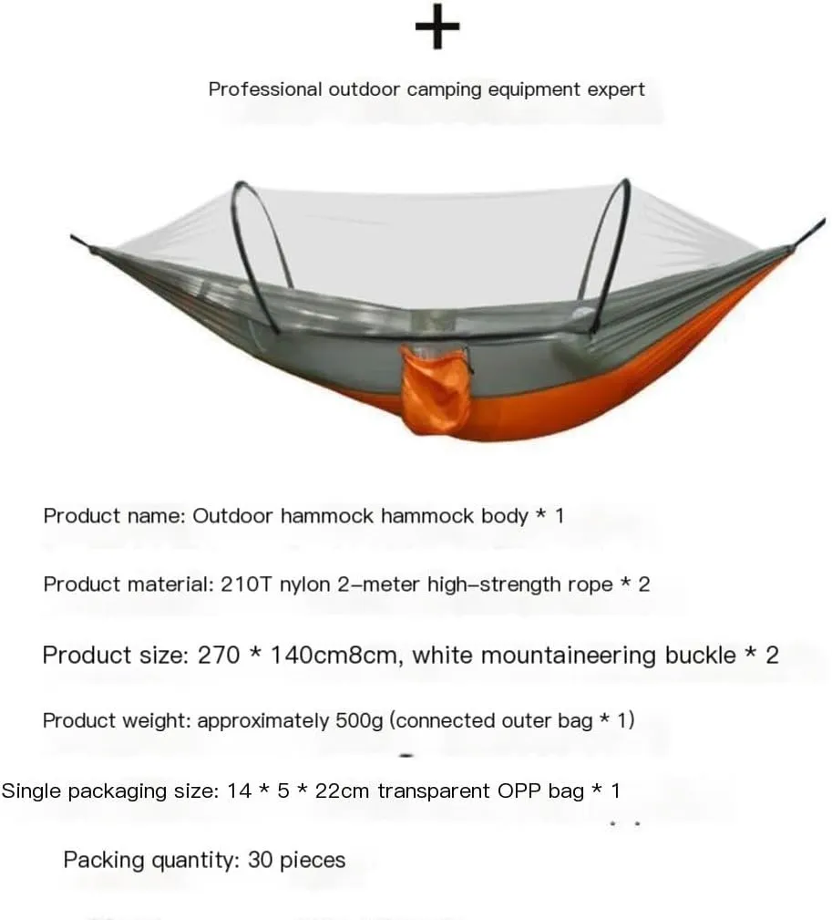 Hammock Double Outdoor Camping Anti-Rollover Nylon Hammock with Mosquito Net Automatic Quick-Opening Mosquito Net Hammock Hammock Outdoor(A)
