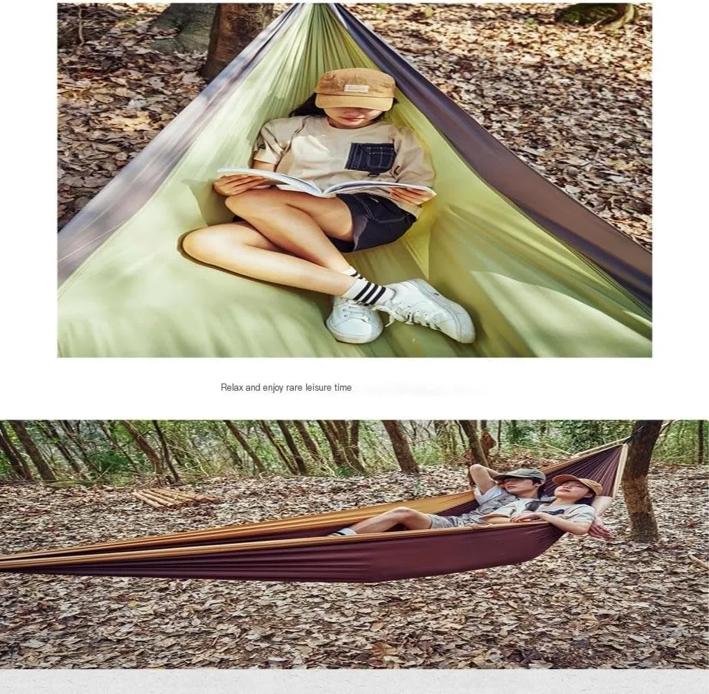 Hammock Double Outdoor Camping Hammock Swing Anti-Rollover Portable Hanging Basket Thickened Outdoor Double Hanging Hammock Outdoor(Green)