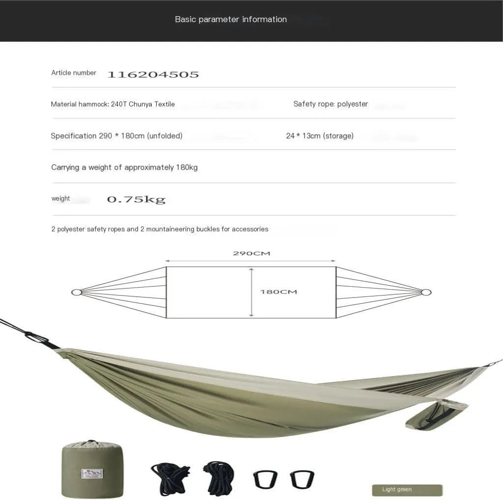 Hammock Double Outdoor Camping Hammock Swing Anti-Rollover Portable Hanging Basket Thickened Outdoor Double Hanging Hammock Outdoor(Green)