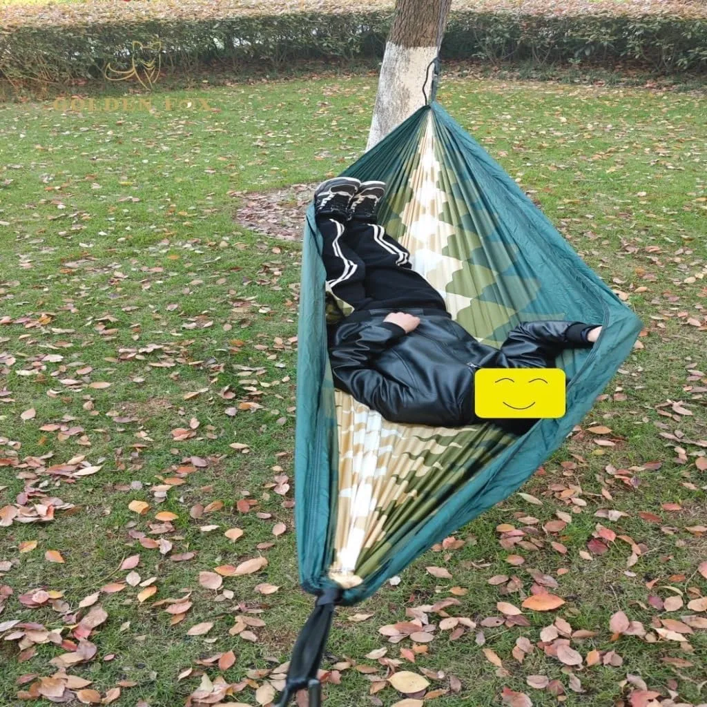 Hammock Double Outdoor Camping Leisure Single Single and Double Hammock Parachute Cloth Ultra-Light Park Camping Hammock Hammock Outdoor(White)