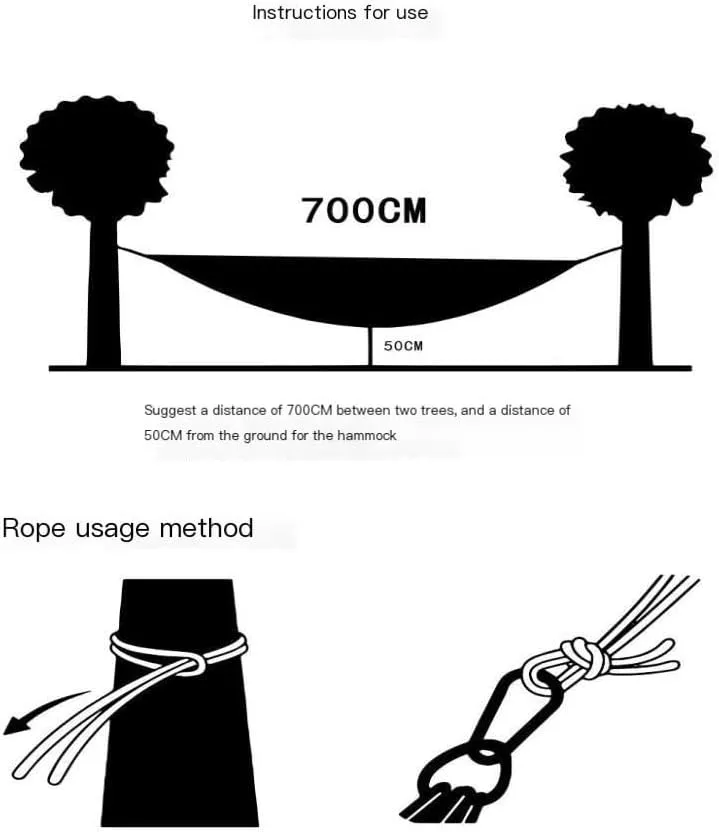 Hammock Double Outdoor Camping Leisure Single Single and Double Hammock Parachute Cloth Ultra-Light Park Camping Hammock Hammock Outdoor(White)