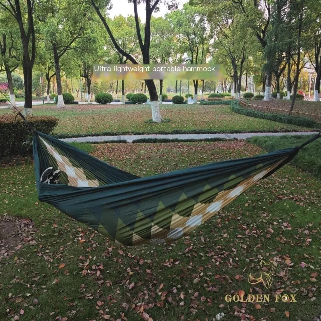 Hammock Double Outdoor Camping Leisure Single Single and Double Hammock Parachute Cloth Ultra-Light Park Camping Hammock Hammock Outdoor(White)