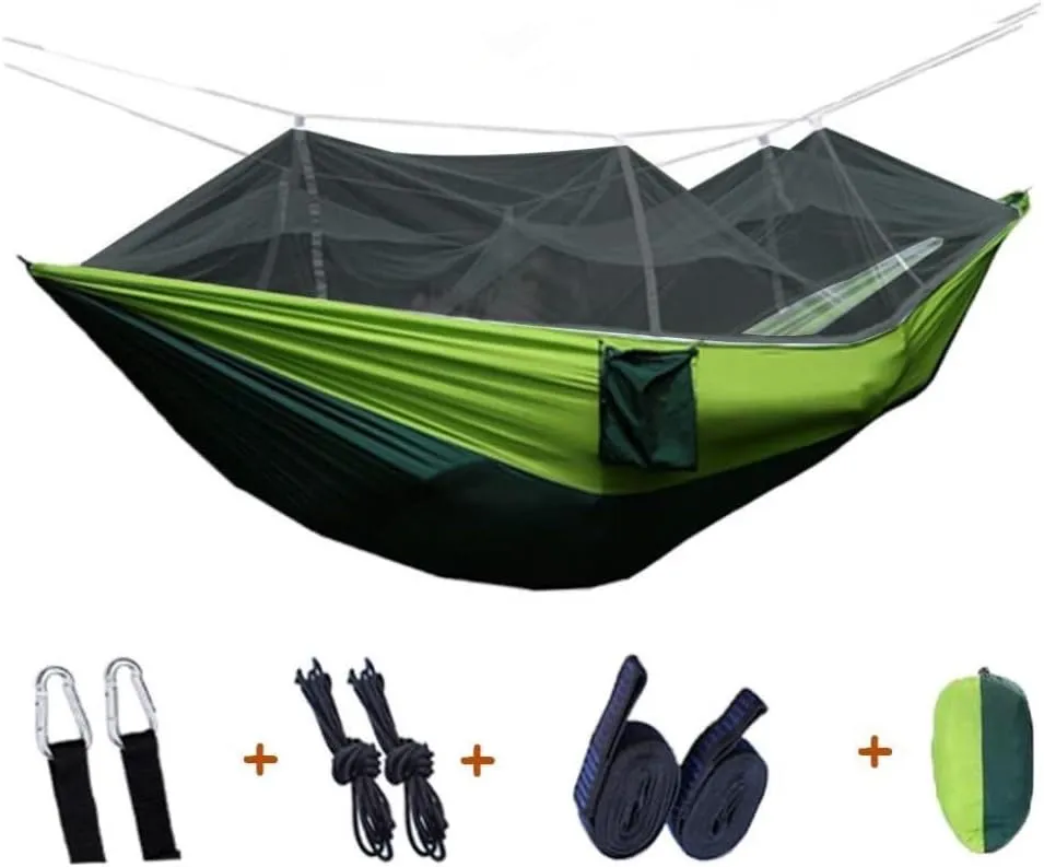 Hammock Double Outdoor Camping Mosquito Net Hammock Nylon Parachute Cloth Hammock with Mosquito Net Outdoor Swing Hammock Hammock Outdoor(C)