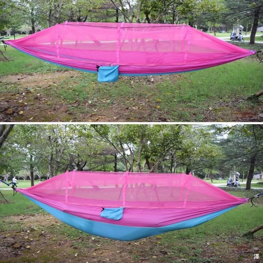 Hammock Double Outdoor Camping Mosquito Net Hammock Nylon Parachute Cloth Hammock with Mosquito Net Outdoor Swing Hammock Hammock Outdoor(C)