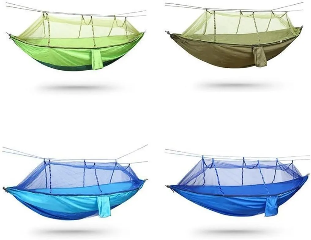 Hammock Double Outdoor Camping Parachute Hammock with Mosquito Net Anti-Mosquito Nylon Double Camping Portable Hammock Hammock Outdoor(Blue)