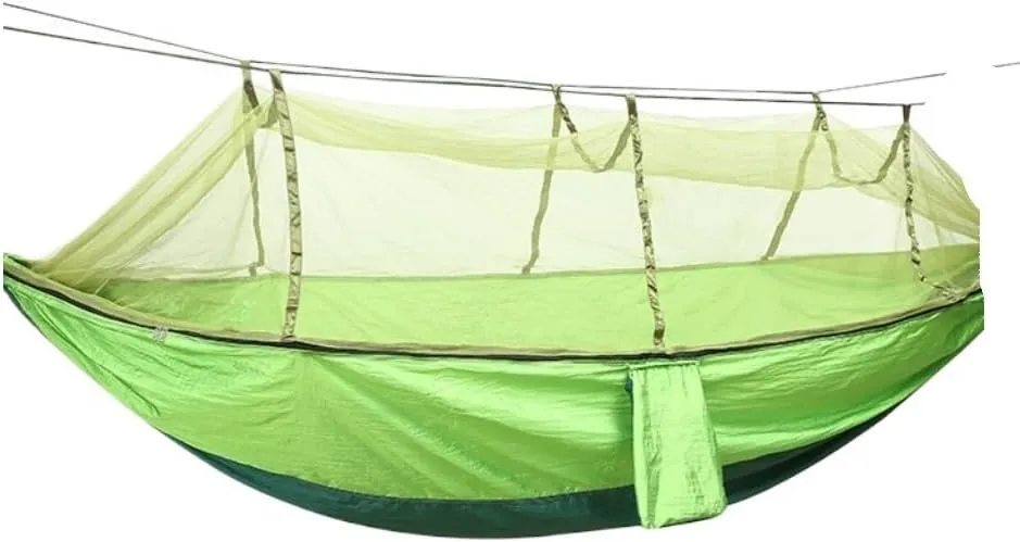 Hammock Double Outdoor Camping Parachute Hammock with Mosquito Net Anti-Mosquito Nylon Double Camping Portable Hammock Hammock Outdoor(Blue)