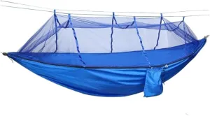 Hammock Double Outdoor Camping Parachute Hammock with Mosquito Net Anti-Mosquito Nylon Double Camping Portable Hammock Hammock Outdoor(Blue)