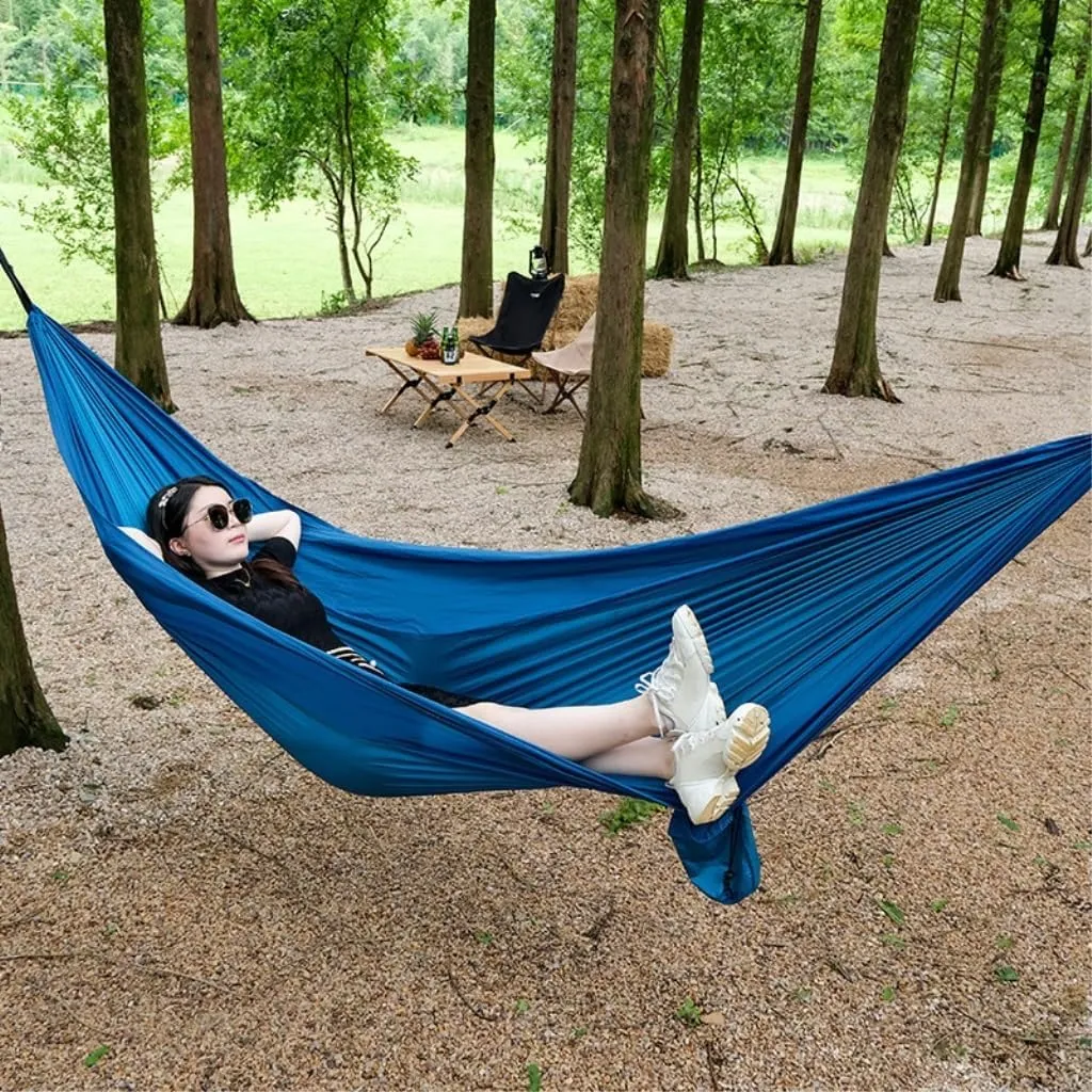 Hammock Double Outdoor Camping Parachute Nylon Cloth Single Double Outdoor Camping Cycling Indoor Leisure Outdoor Hammock Hammock Outdoor(Orange,A)