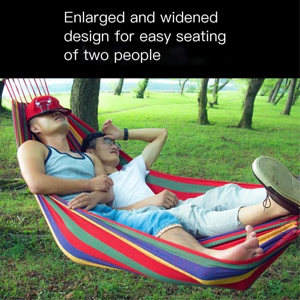Hammock Double Outdoor Camping Thick Canvas Hammock Outdoor Swing Home Single Double Dormitory Sleeping Student Anti-Rollover Hammock Outdoor(E)