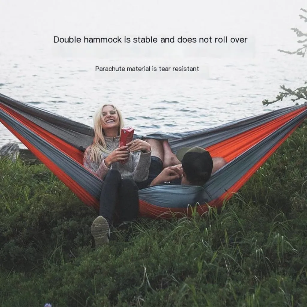 Hammock Double Outdoor Camping Thick Canvas Hammock Outdoor Swing Home Single Double Dormitory Sleeping Student Anti-Rollover Hammock Outdoor(E)