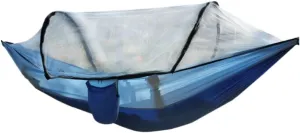 Hammock Double Outdoor Fully Automatic Quick-Opening Hammock with Mosquito Net, Outdoor Nylon Cloth Camping Pole Hammock Hammock Outdoor(Blue)