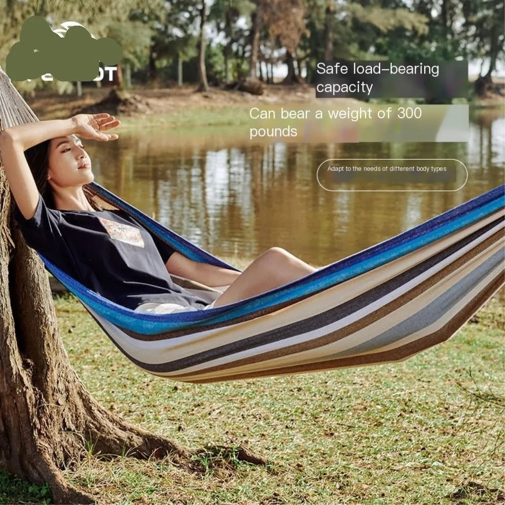 Hammock Double Outdoor Hammock Thickened Anti-Rollover Hanging Tree Rope Hanging Chair Double Indoor Home Portable Hammock Hammock Outdoor(Blue)