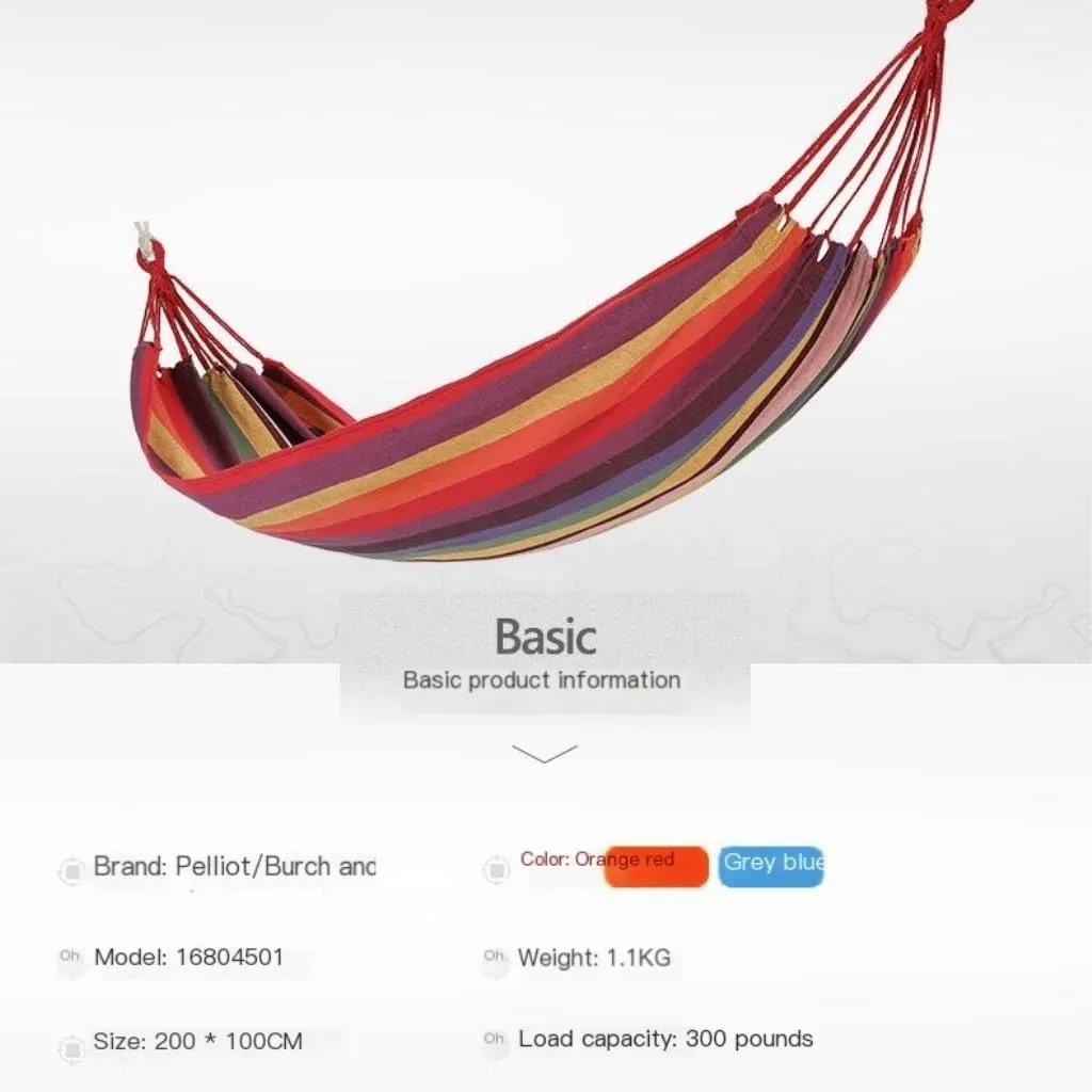 Hammock Double Outdoor Hammock Thickened Anti-Rollover Hanging Tree Rope Hanging Chair Double Indoor Home Portable Hammock Hammock Outdoor(Blue)