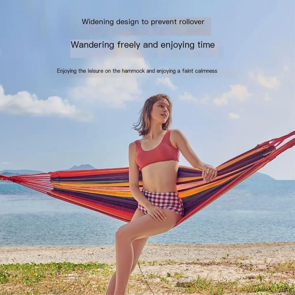 Hammock Double Outdoor Hammock Thickened Anti-Rollover Hanging Tree Rope Hanging Chair Double Indoor Home Portable Hammock Hammock Outdoor(Blue)