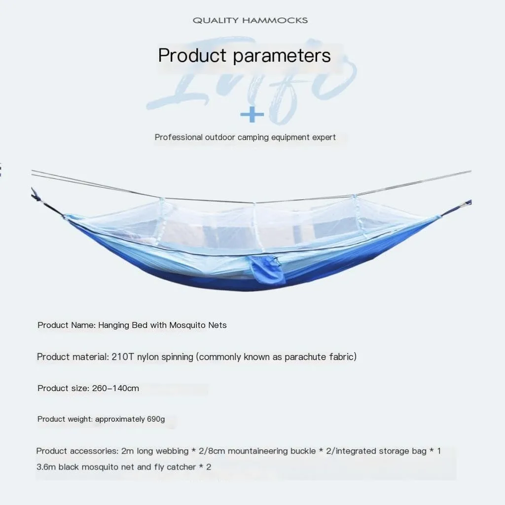 Hammock Double Outdoor Portable Camping Single Double Mosquito Net Hammock Anti-Mosquito Camping Mesh Mosquito Net Hammock Hammock Outdoor(D)