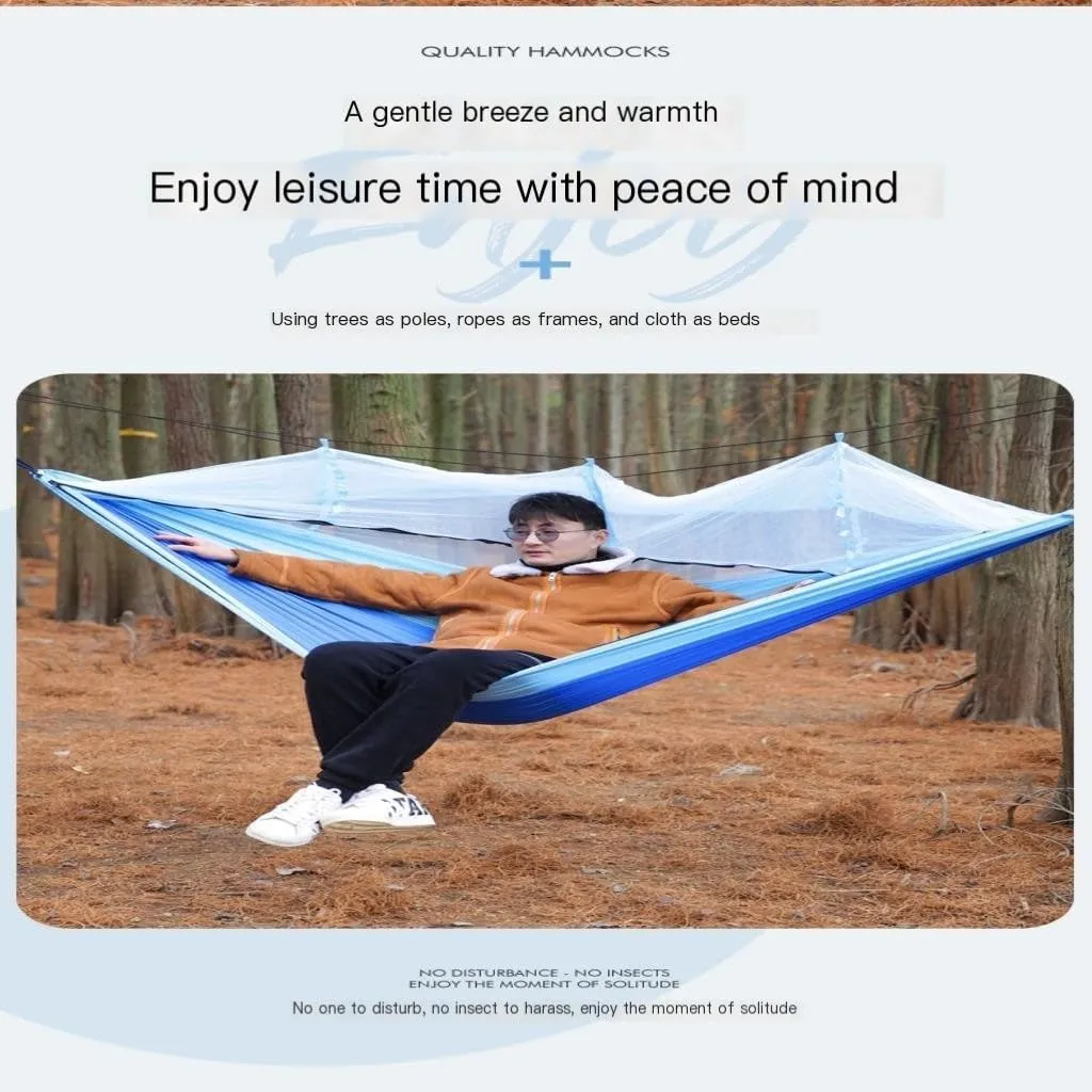 Hammock Double Outdoor Portable Camping Single Double Mosquito Net Hammock Anti-Mosquito Camping Mesh Mosquito Net Hammock Hammock Outdoor(D)