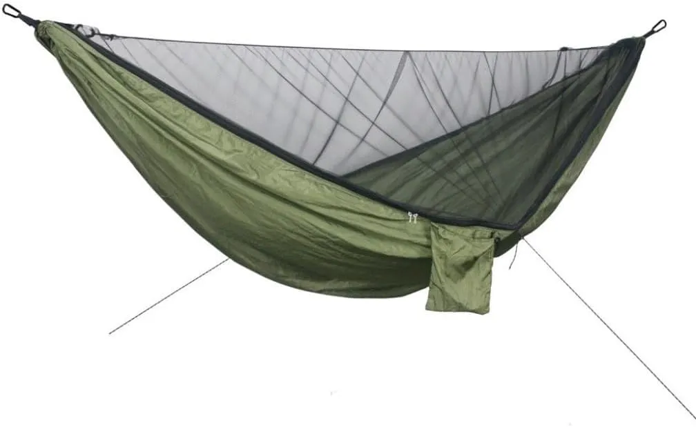 Hammock Double Quick-Release Hammock with Mosquito Net Hanging Sheet Double Parachute Cloth Anti-Rollover Camping Hammock Hammock Outdoor(C)