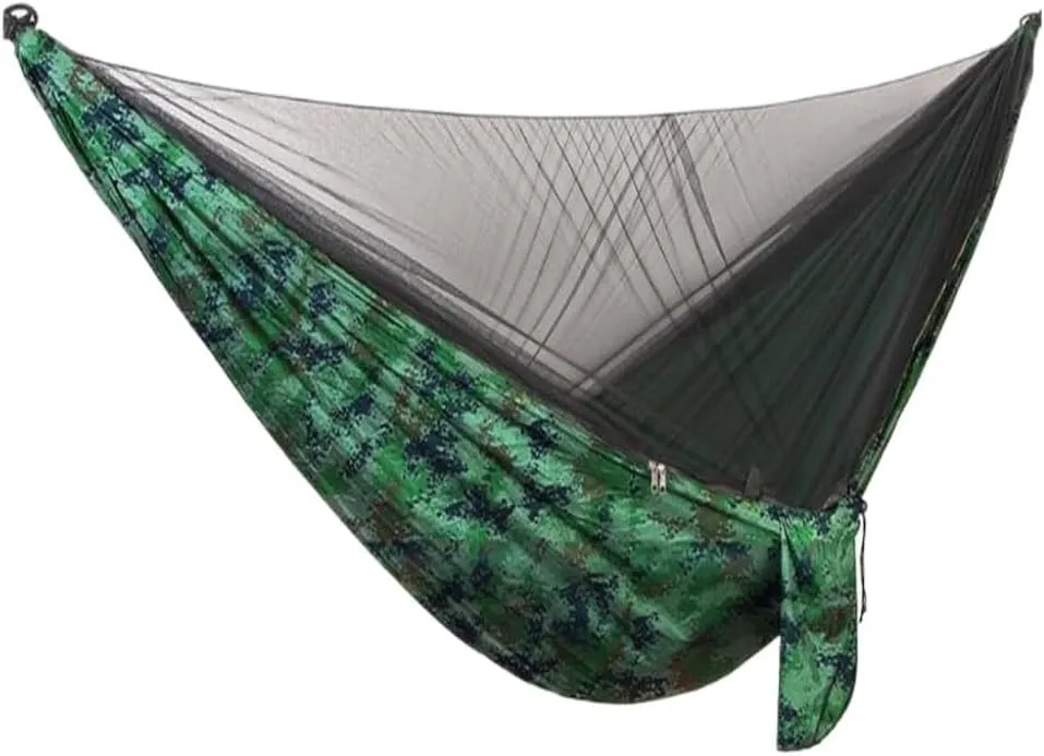 Hammock Double Quick-Release Hammock with Mosquito Net Hanging Sheet Double Parachute Cloth Anti-Rollover Camping Hammock Hammock Outdoor(E)