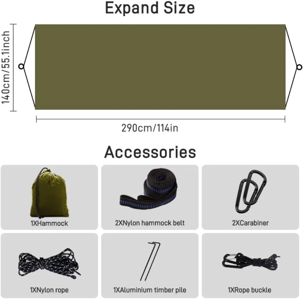 Hammock Double Quick-Release Hammock with Mosquito Net Hanging Sheet Double Parachute Cloth Anti-Rollover Camping Hammock Hammock Outdoor(E)