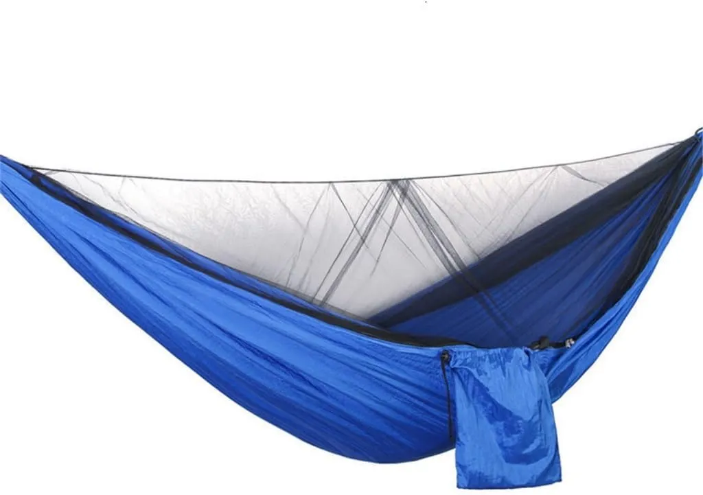 Hammock Double Quick-Release Hammock with Mosquito Net Hanging Sheet Double Parachute Cloth Anti-Rollover Camping Hammock Hammock Outdoor(E)