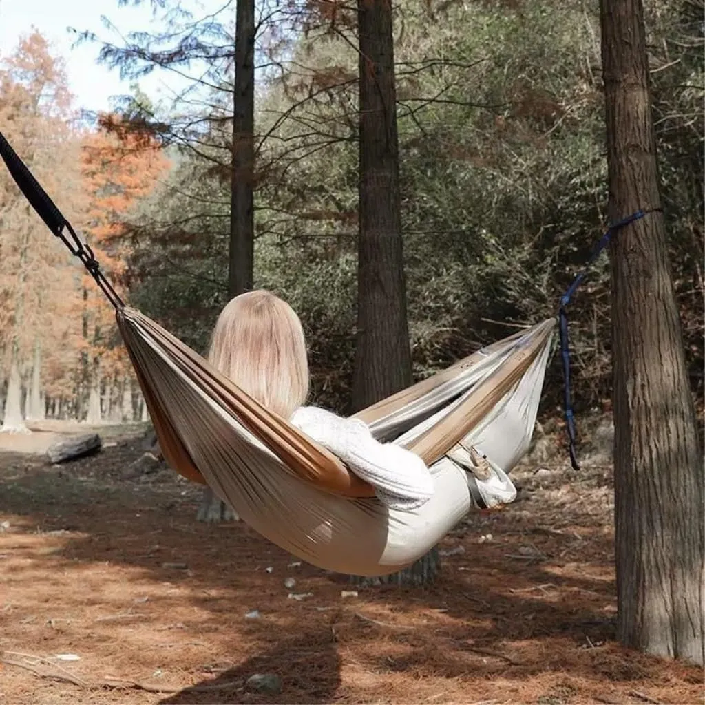 Hammock Double Single Double Inflatable Hammock Outdoor Swing Adult Anti-Rollover Outdoor Camping Anti-Mosquito Durable Hammock Outdoor(Green,B)
